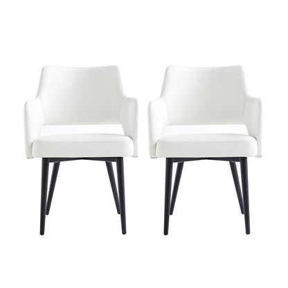 Manhattan Comfort - Tremont Leatherette Dining Arm Chair with Metal Legs in White - Set of 2 - 2-DC104AR-WH veiw 1