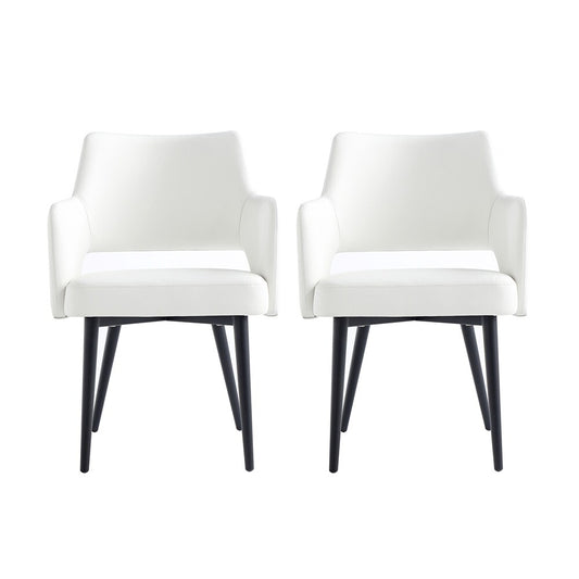 Manhattan Comfort - Tremont Leatherette Dining Arm Chair with Metal Legs in White - Set of 2 - 2-DC104AR-WH veiw 1