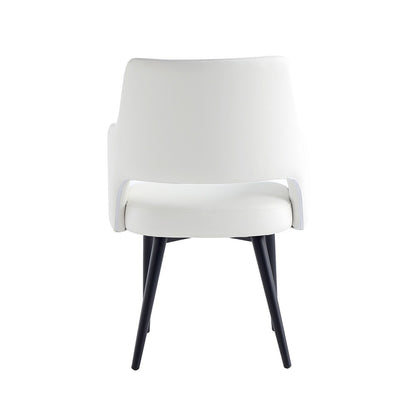 Manhattan Comfort - Tremont Leatherette Dining Arm Chair with Metal Legs in White - Set of 2 - 2-DC104AR-WH veiw 4