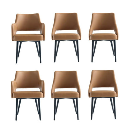 Manhattan Comfort - 6-Piece Tremont Leatherette Dining Chair with Metal Legs in Saddle - 6-DC104-SD veiw 1