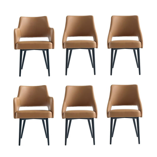 Manhattan Comfort - 6-Piece Tremont Leatherette Dining Chair with Metal Legs in Saddle - 6-DC104-SD veiw 1