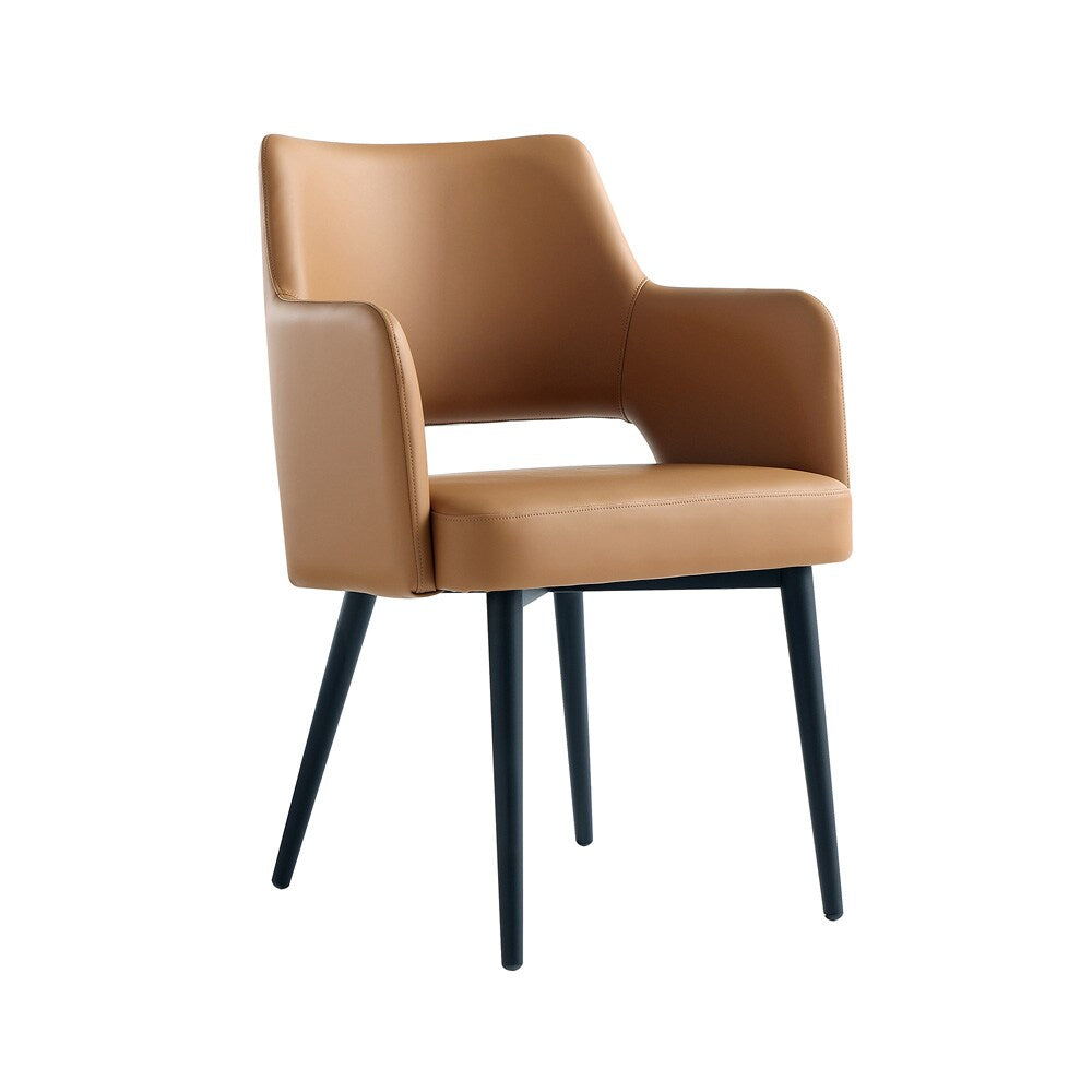 Manhattan Comfort - 6-Piece Tremont Leatherette Dining Chair with Metal Legs in Saddle - 6-DC104-SD veiw 2