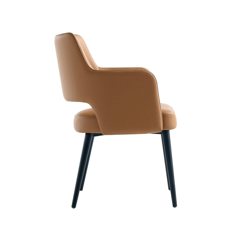 Manhattan Comfort - 6-Piece Tremont Leatherette Dining Chair with Metal Legs in Saddle - 6-DC104-SD veiw 3