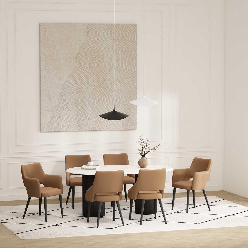 Manhattan Comfort - 6-Piece Tremont Leatherette Dining Chair with Metal Legs in Saddle - 6-DC104-SD veiw 10