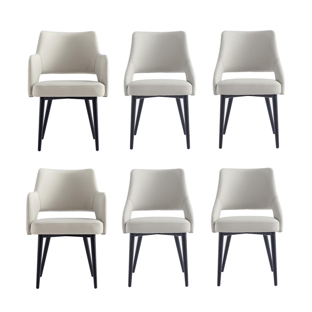 Manhattan Comfort - 6-Piece Tremont Leatherette Dining Chair with Metal Legs in Stone - 6-DC104-ST veiw 1