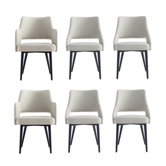 Manhattan Comfort - 6-Piece Tremont Leatherette Dining Chair with Metal Legs in Stone - 6-DC104-ST veiw 1