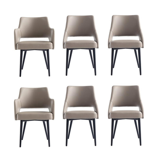 Manhattan Comfort - 6-Piece Tremont Leatherette Dining Chair with Metal Legs in Taupe - 6-DC104-TP veiw 1