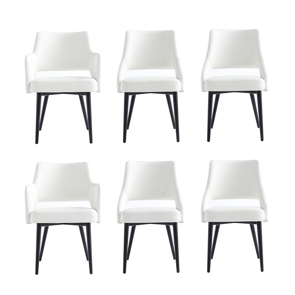 Manhattan Comfort - 6-Piece Tremont Leatherette Dining Chair with Metal Legs in White - 6-DC104-WH veiw 1