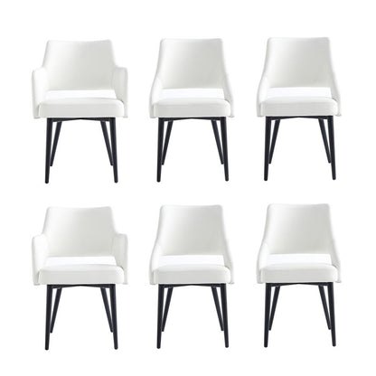 Manhattan Comfort - 6-Piece Tremont Leatherette Dining Chair with Metal Legs in White - 6-DC104-WH veiw 1