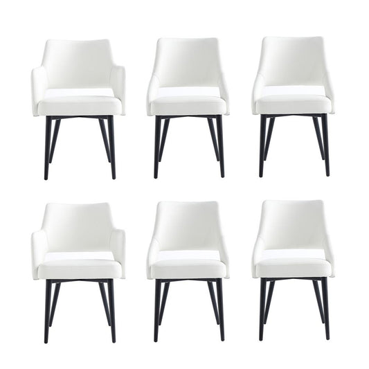Manhattan Comfort - 6-Piece Tremont Leatherette Dining Chair with Metal Legs in White - 6-DC104-WH veiw 1
