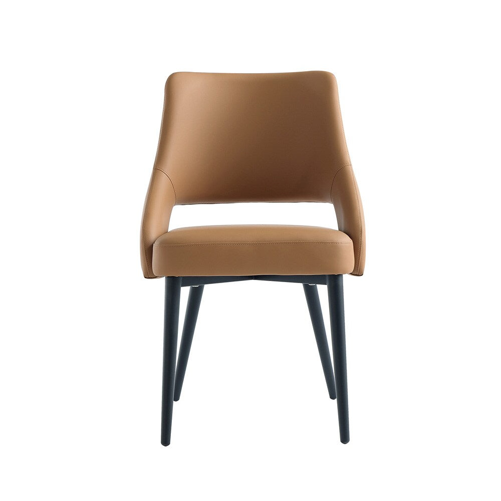 Manhattan Comfort - Tremont Leatherette Dining Chair with Metal Legs in Saddle - DC104-SD veiw 1