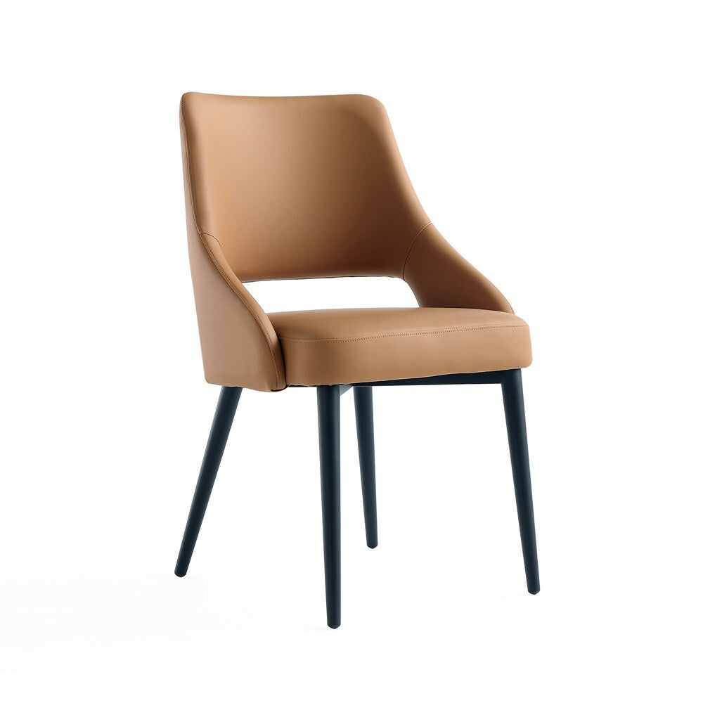 Manhattan Comfort - Tremont Leatherette Dining Chair with Metal Legs in Saddle - DC104-SD veiw 2