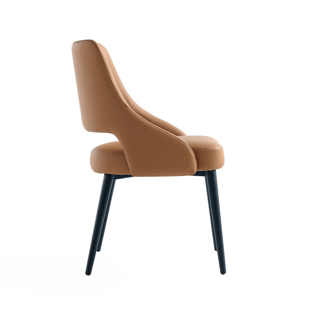 Manhattan Comfort - Tremont Leatherette Dining Chair with Metal Legs in Saddle - DC104-SD veiw 3