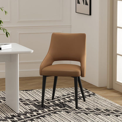 Manhattan Comfort - Tremont Leatherette Dining Chair with Metal Legs in Saddle - DC104-SD veiw 8