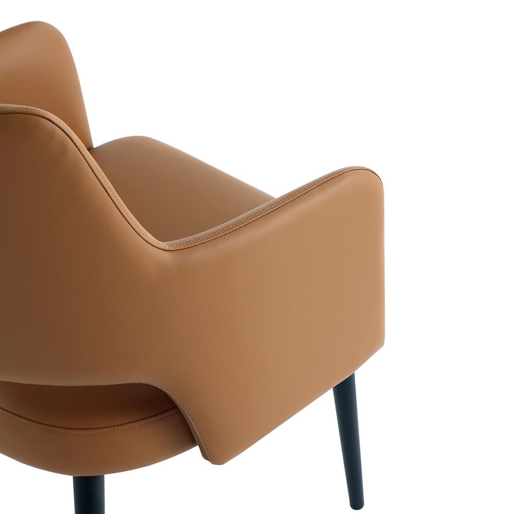 Manhattan Comfort - Tremont Leatherette Dining Arm Chair with Metal Legs in Saddle - DC104AR-SD veiw 7