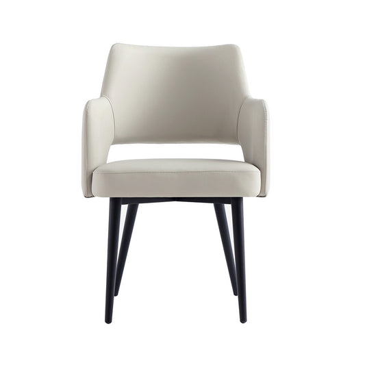 Manhattan Comfort - Tremont Leatherette Dining Arm Chair with Metal Legs in Stone - DC104AR-ST veiw 1