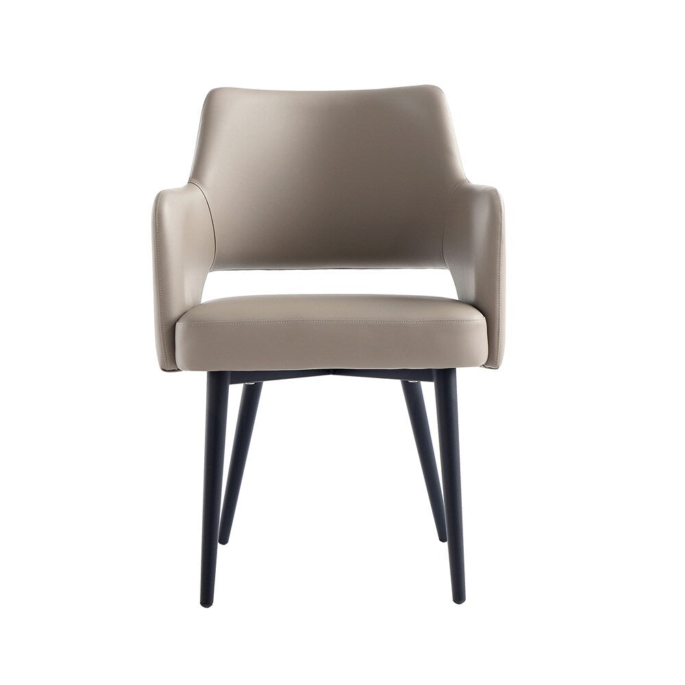 Manhattan Comfort - Tremont Leatherette Dining Arm Chair with Metal Legs in Taupe - DC104AR-TP veiw 1