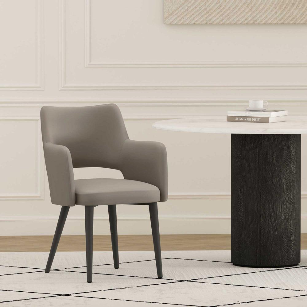 Manhattan Comfort - Tremont Leatherette Dining Arm Chair with Metal Legs in Taupe - DC104AR-TP veiw 8