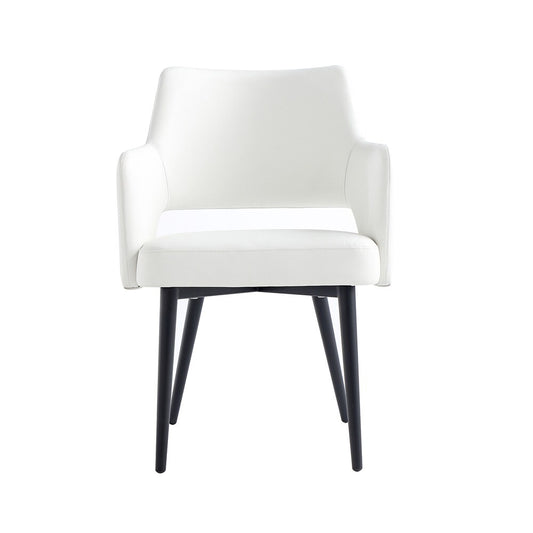 Manhattan Comfort - Tremont Leatherette Dining Arm Chair with Metal Legs in White - DC104AR-WH veiw 1