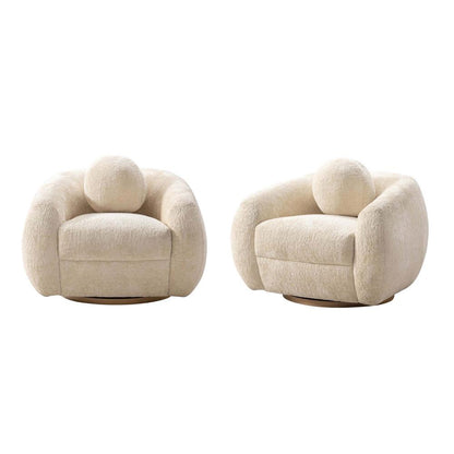 Manhattan Comfort - Tribeca Chenille Accent Chairs with Birch Wood Legs in Cream - Set of 2 - 2-AC016-CR veiw 1