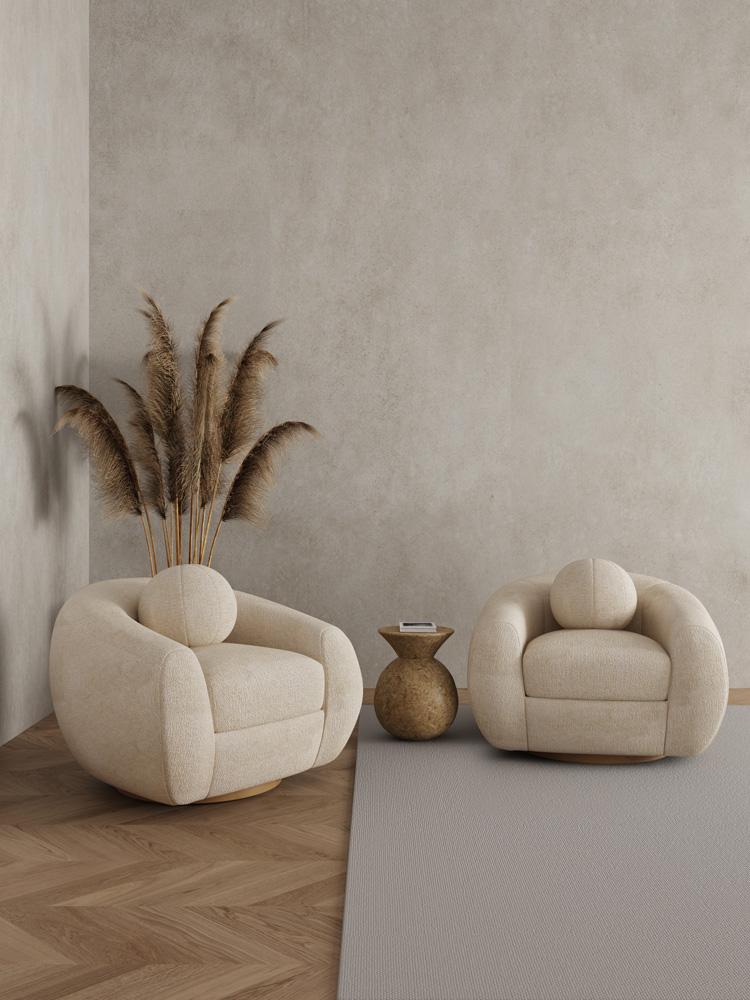 Manhattan Comfort - Tribeca Chenille Accent Chairs with Birch Wood Legs in Cream - Set of 2 - 2-AC016-CR veiw 7