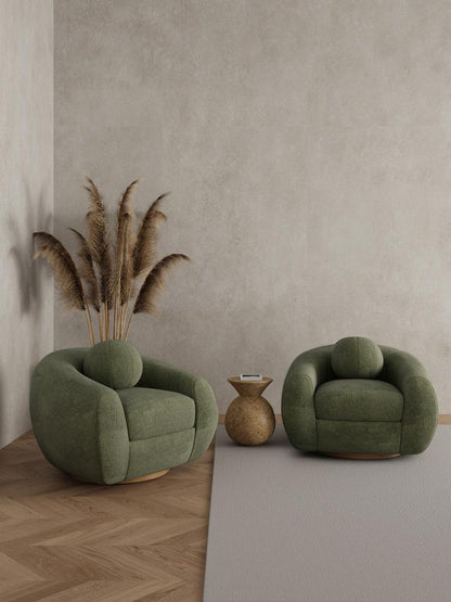 Manhattan Comfort - Tribeca Chenille Accent Chairs with Birch Wood Legs in Olive Green - Set of 2 - 2-AC016-OG veiw 8