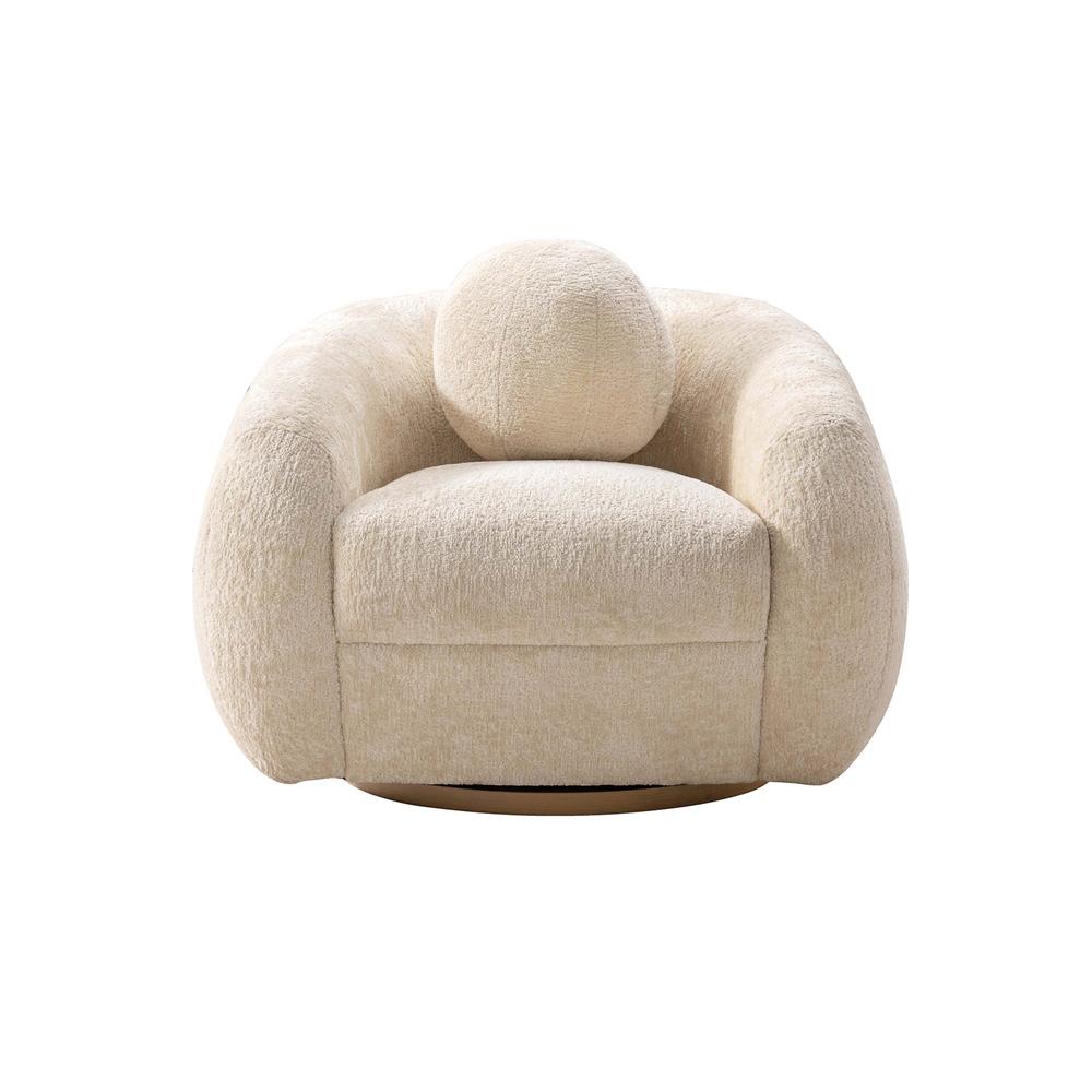 Manhattan Comfort - Tribeca Chenille Accent Chair with Birch Wood Legs in Cream - AC016-CR veiw 1