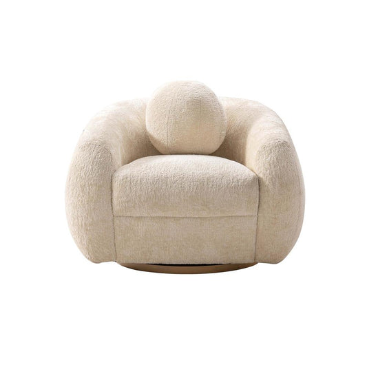 Manhattan Comfort - Tribeca Chenille Accent Chair with Birch Wood Legs in Cream - AC016-CR veiw 1