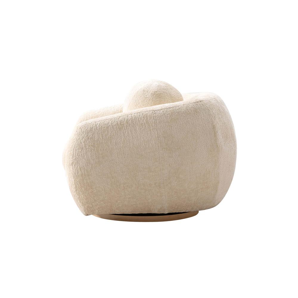 Manhattan Comfort - Tribeca Chenille Accent Chair with Birch Wood Legs in Cream - AC016-CR veiw 3