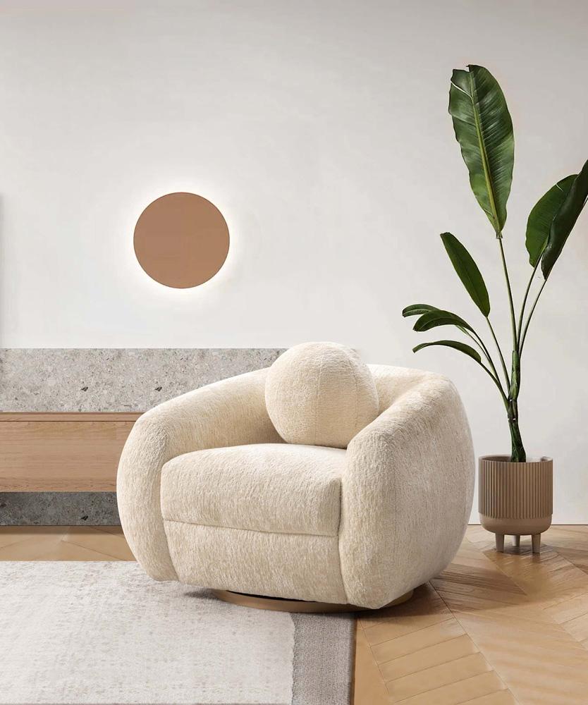 Manhattan Comfort - Tribeca Chenille Accent Chair with Birch Wood Legs in Cream - AC016-CR veiw 7