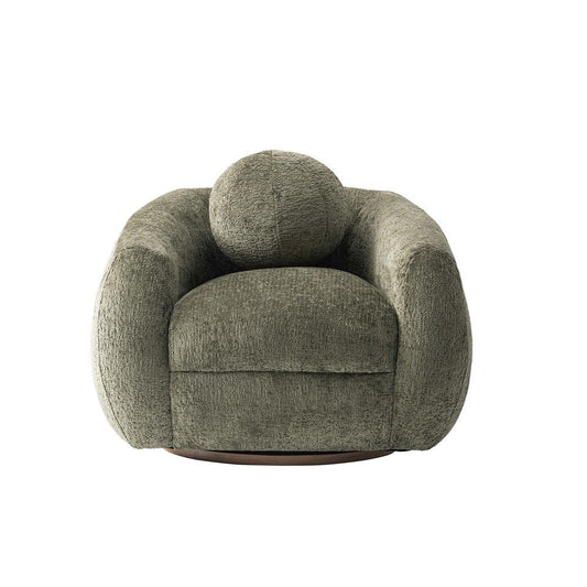 Manhattan Comfort - Tribeca Chenille Accent Chair with Birch Wood Legs in Olive Green - AC016-OG veiw 1