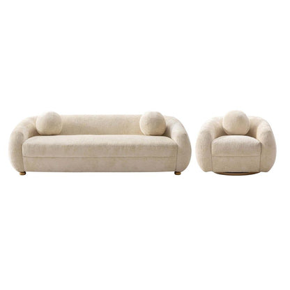 Manhattan Comfort - 2-Piece Tribeca Chenille Sofa and Accent Chair with Birch Wood Legs in Cream - 2-ACSF16-CR veiw 1