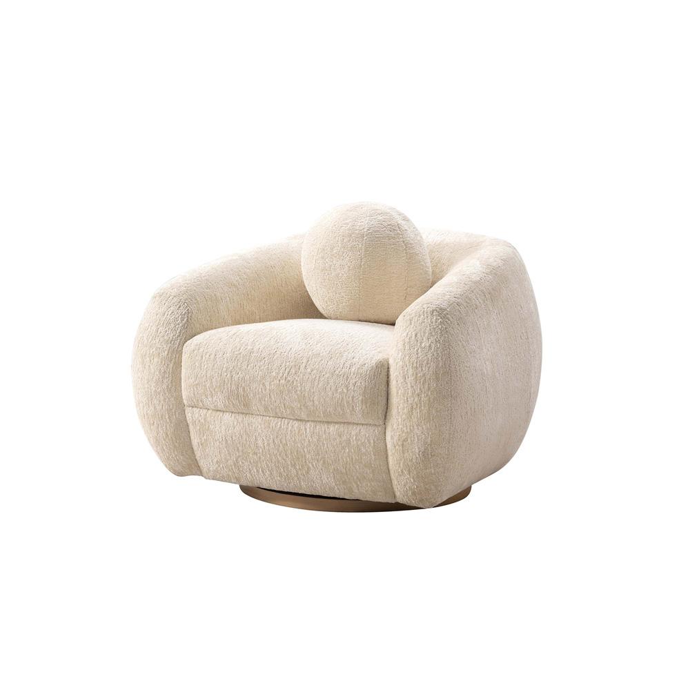 Manhattan Comfort - 2-Piece Tribeca Chenille Sofa and Accent Chair with Birch Wood Legs in Cream - 2-ACSF16-CR veiw 2