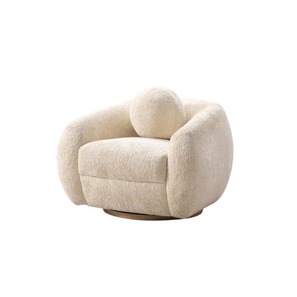 Manhattan Comfort - 2-Piece Tribeca Chenille Sofa and Accent Chair with Birch Wood Legs in Cream - 2-ACSF16-CR veiw 2