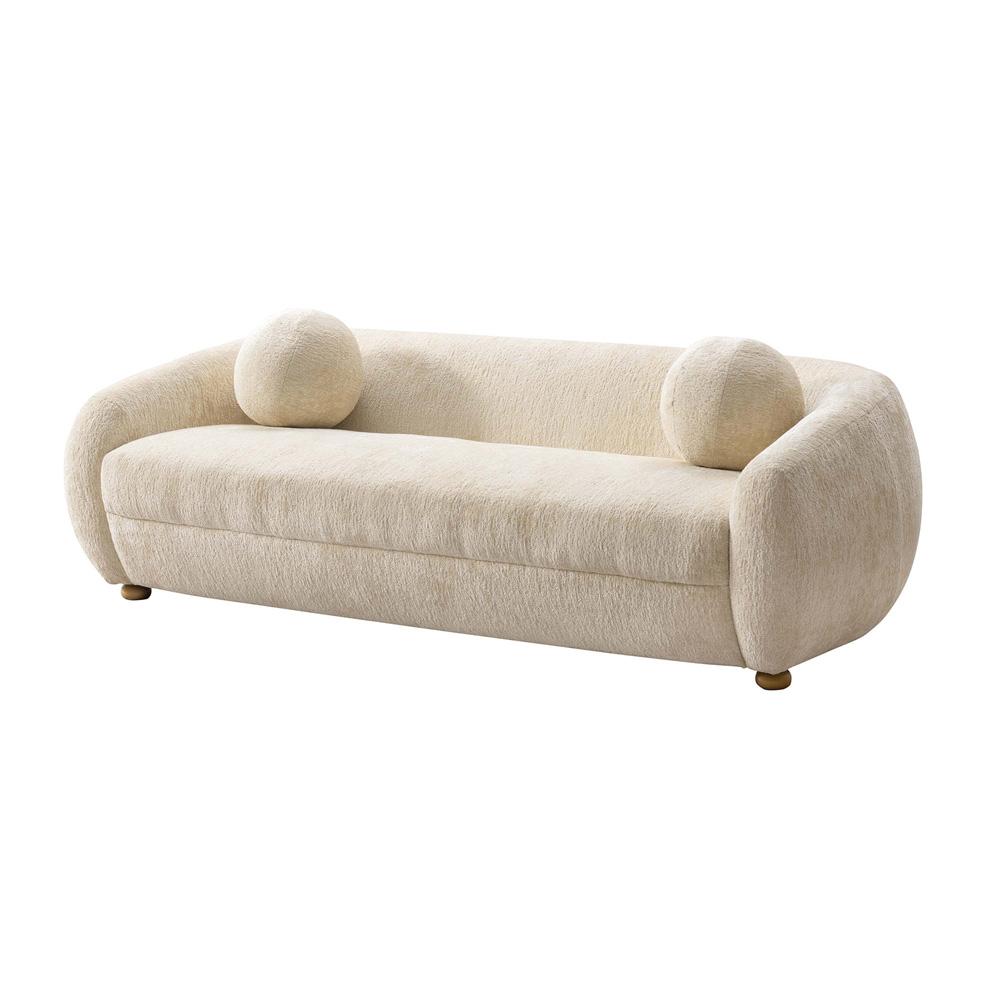Manhattan Comfort - 2-Piece Tribeca Chenille Sofa and Accent Chair with Birch Wood Legs in Cream - 2-ACSF16-CR veiw 3