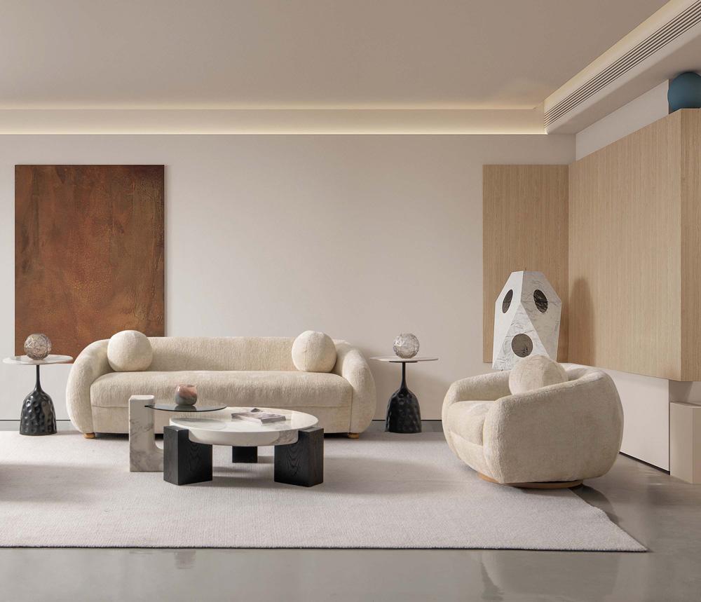 Manhattan Comfort - 2-Piece Tribeca Chenille Sofa and Accent Chair with Birch Wood Legs in Cream - 2-ACSF16-CR veiw 10