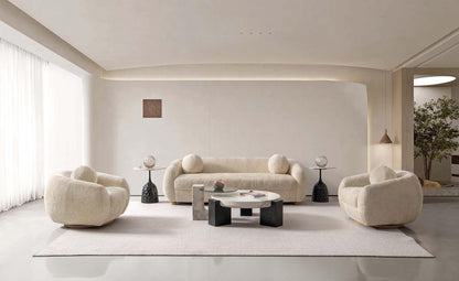 Manhattan Comfort - 3-Piece Tribeca Chenille Sofa and Accent Chairs with Birch Wood Legs in Cream - 3-ACSF16-CR veiw 10