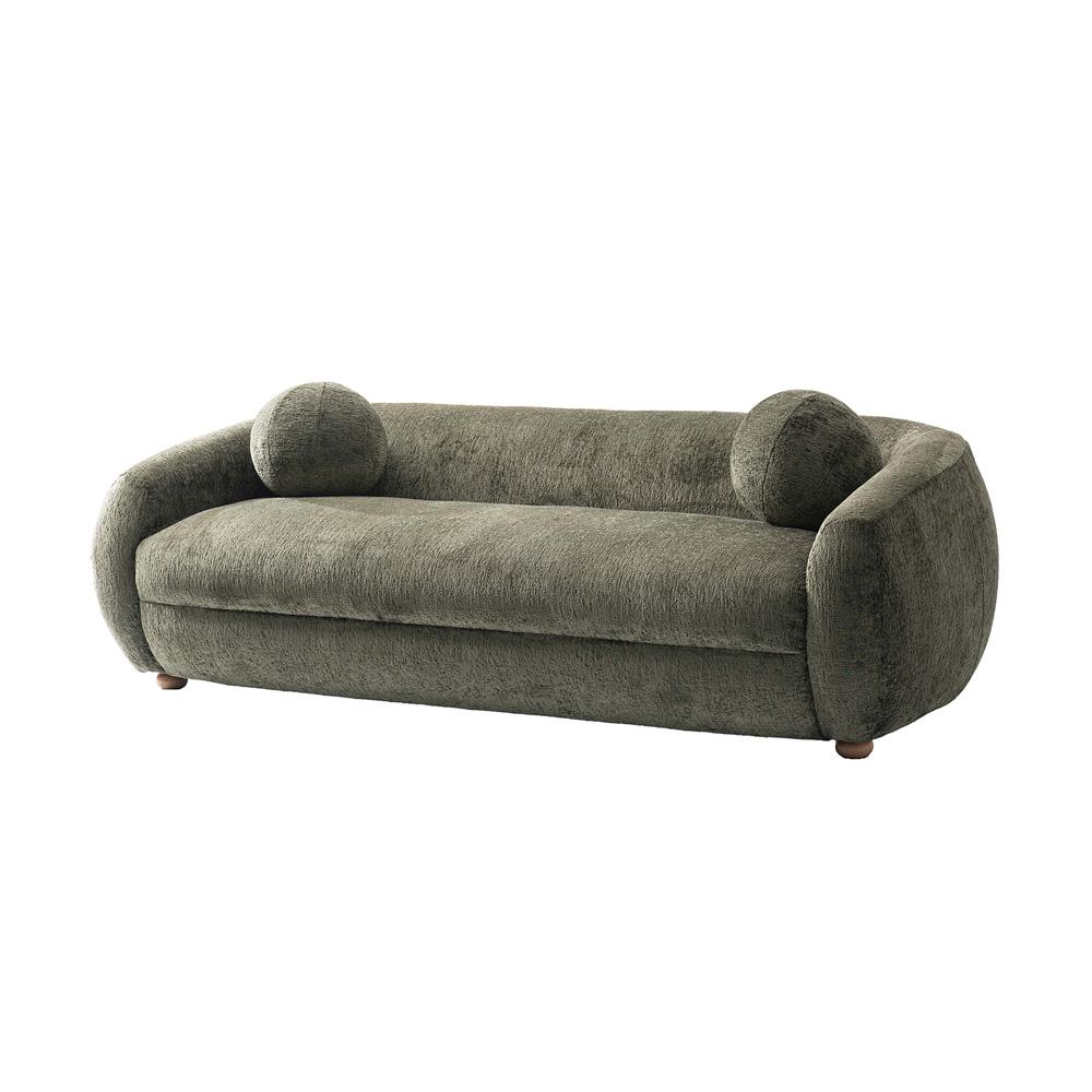 Manhattan Comfort - 3-Piece Tribeca Chenille Sofa and Accent Chairs with Birch Wood Legs in Olive Green - 3-ACSF16-OG veiw 2