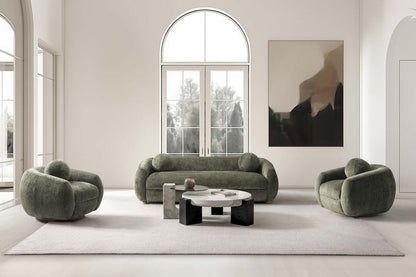Manhattan Comfort - 3-Piece Tribeca Chenille Sofa and Accent Chairs with Birch Wood Legs in Olive Green - 3-ACSF16-OG veiw 10