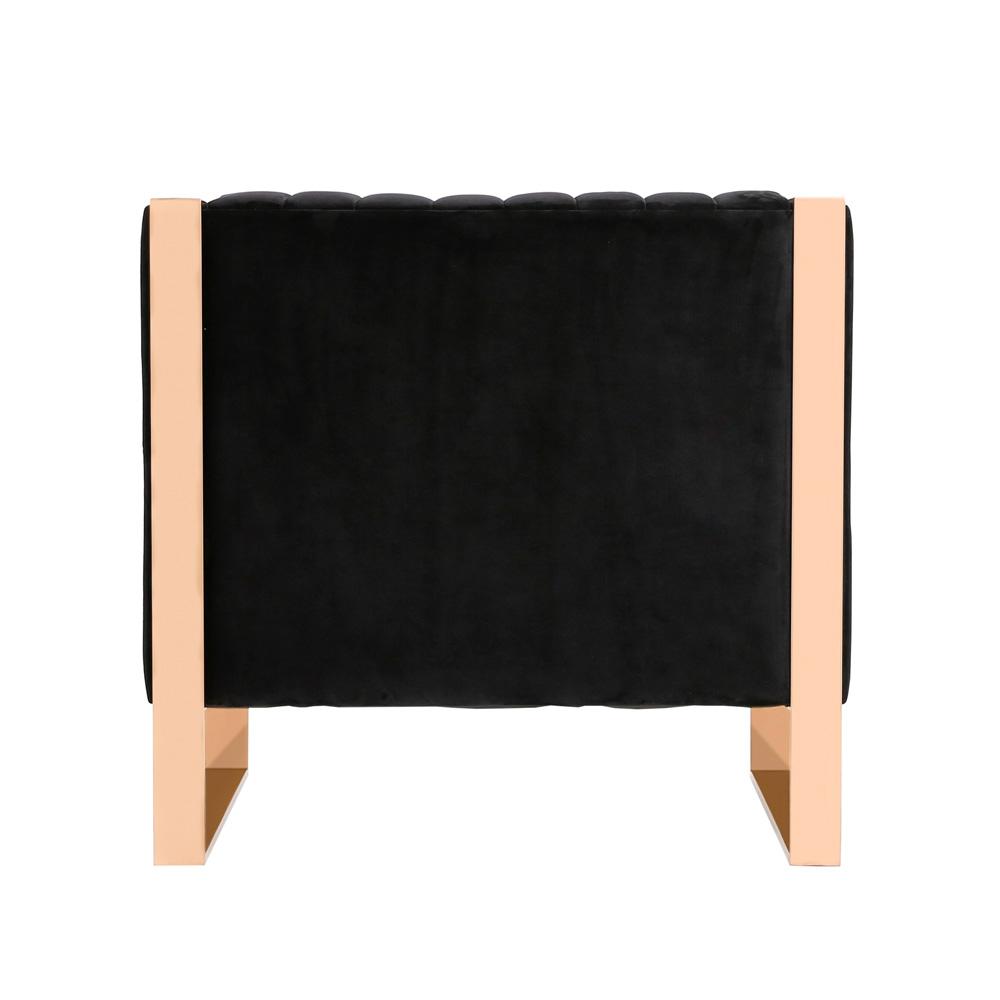 Manhattan Comfort - Trillium Velvet Accent Chair with Metal Legs in Black and Gold - Set of 2 - 2-AC055-BK veiw 4