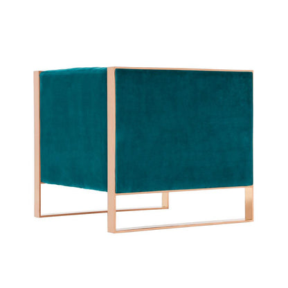 Manhattan Comfort - Trillium Velvet Accent Chair with Metal Legs in Teal and Gold - Set of 2 - 2-AC055-TL veiw 4