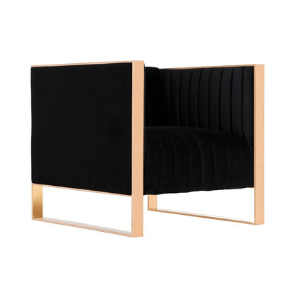 Manhattan Comfort - Trillium Velvet Accent Chair with Metal Legs in Black and Gold - AC055-BK veiw 1