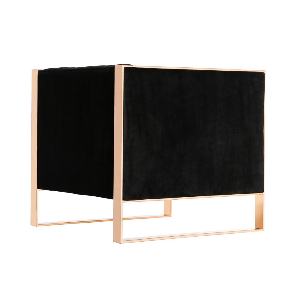 Manhattan Comfort - Trillium Velvet Accent Chair with Metal Legs in Black and Gold - AC055-BK veiw 3