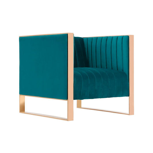 Manhattan Comfort - Trillium Velvet Accent Chair with Metal Legs in Teal and Gold - AC055-TL veiw 1