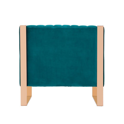Manhattan Comfort - Trillium Velvet Accent Chair with Metal Legs in Teal and Gold - AC055-TL veiw 2