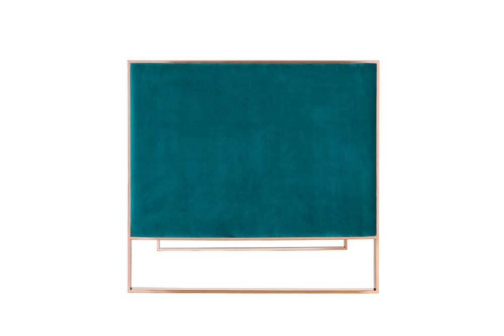 Manhattan Comfort - Trillium Velvet Loveseat with Metal Legs in Aqua Blue and Gold - LS016-TL veiw 4