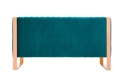 Manhattan Comfort - Trillium Velvet Loveseat with Metal Legs in Aqua Blue and Gold - LS016-TL veiw 5