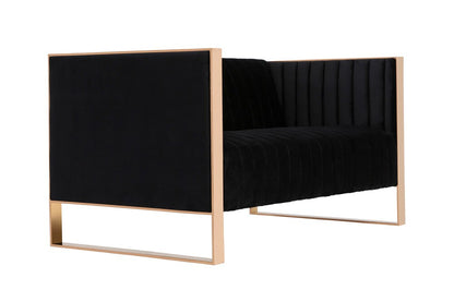 Manhattan Comfort - Trillium Velvet Loveseat with Metal Legs in Black and Gold - LS016-BK veiw 2