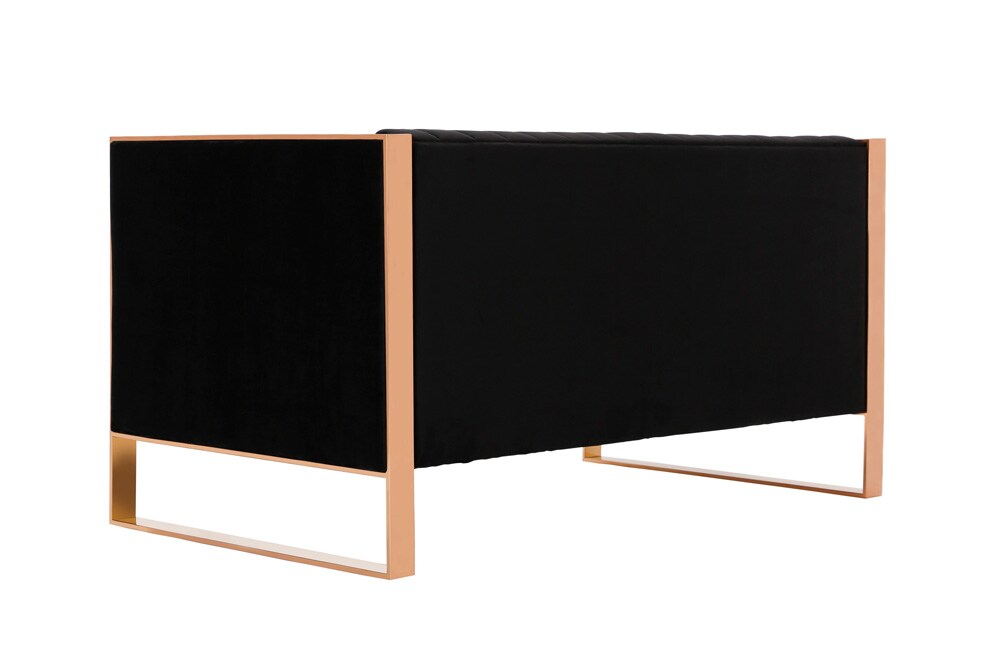 Manhattan Comfort - Trillium Velvet Loveseat with Metal Legs in Black and Gold - LS016-BK veiw 3