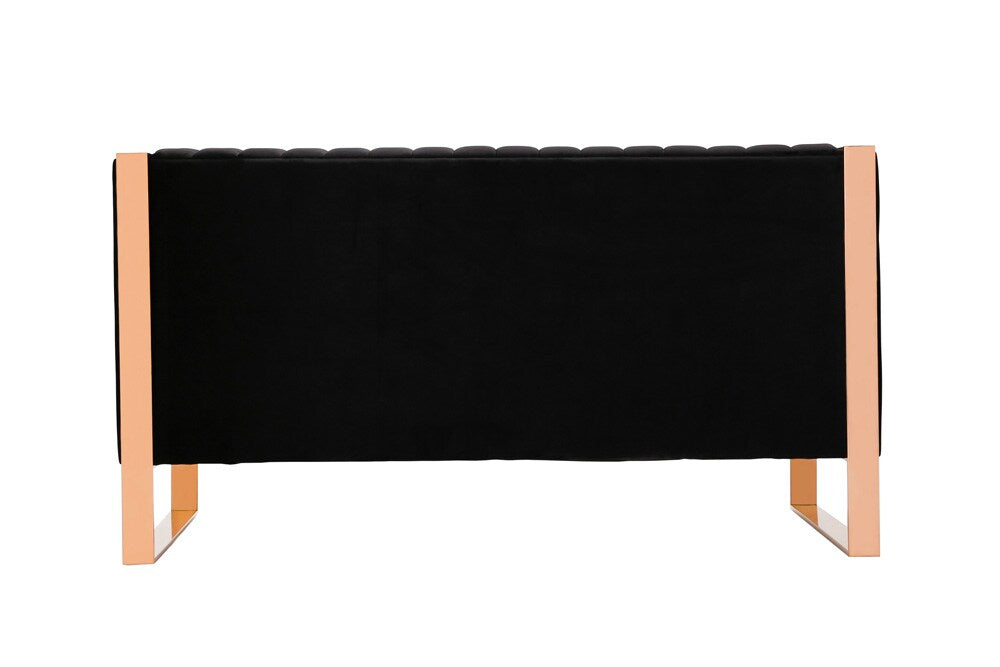 Manhattan Comfort - Trillium Velvet Loveseat with Metal Legs in Black and Gold - LS016-BK veiw 4